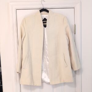 Mon Repos Cream Blazer Jacket Coat with Modern Streamlined Silhouette Size Small